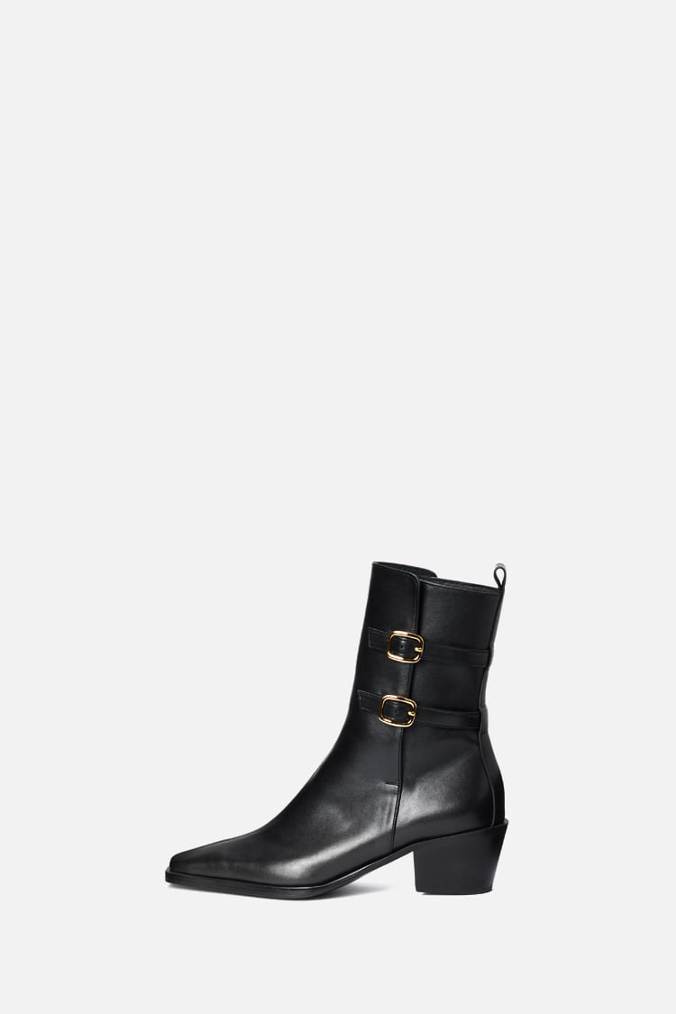 BUCKLE ANKLE BOOTS - BLACK